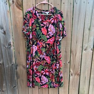 Terra & Sky Floral Dress with Pockets - size 2x (20W-22W)